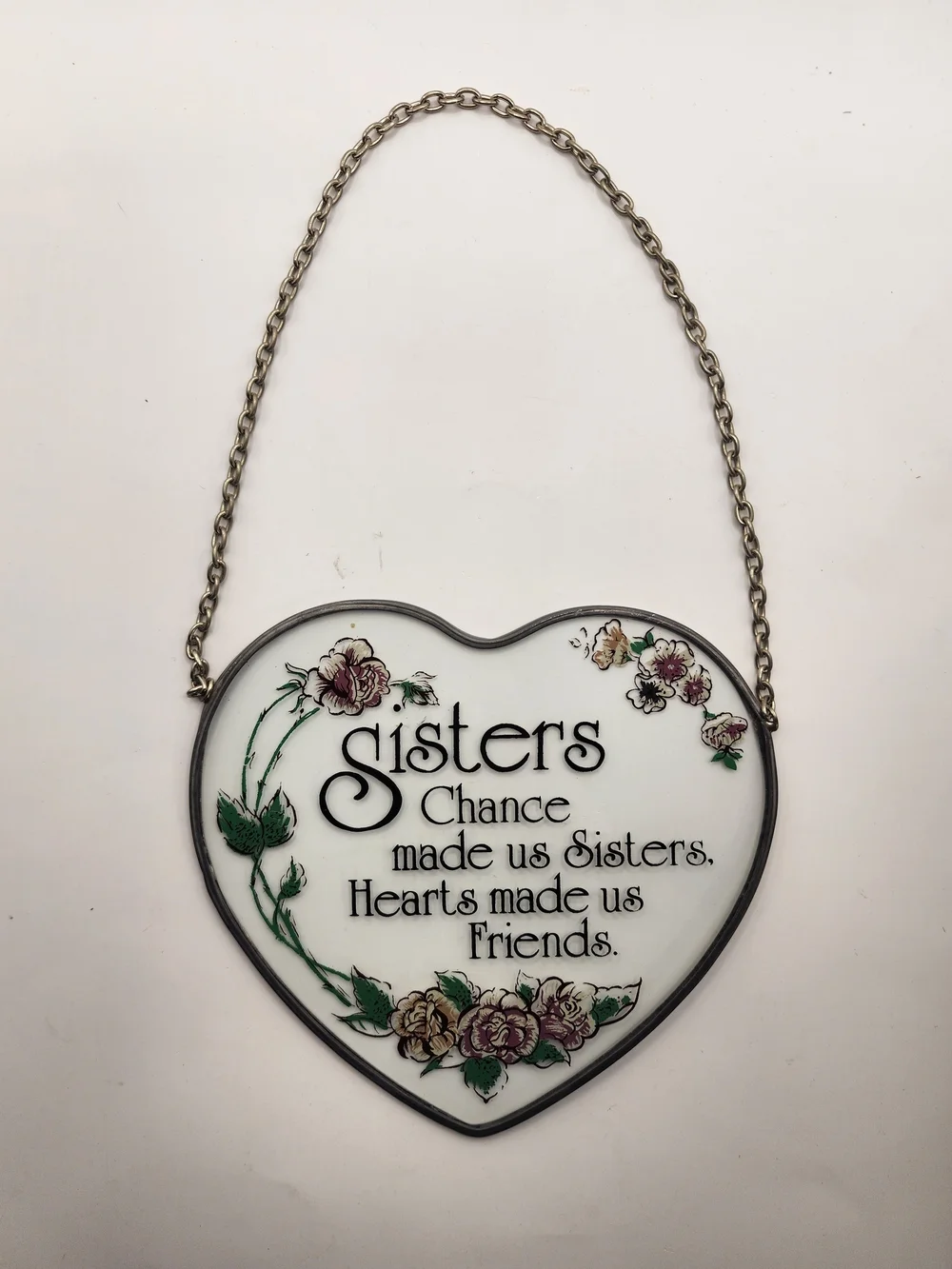 Vintage Interpur heart-shaped‎ glass wall plaque 